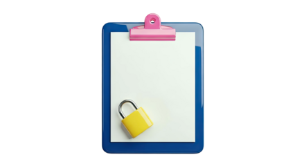 Clipboard with Padlock and Blank Paper