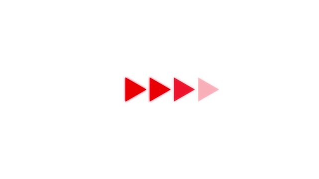 Fading Red Arrows Moving Forward on White Background. arrow icon concept animation.