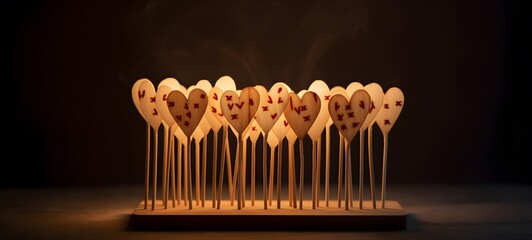 valentine's day shaped matchstick carving ,generative AI
