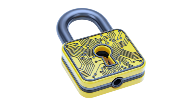 Padlock with circuit board design - Powered by Adobe