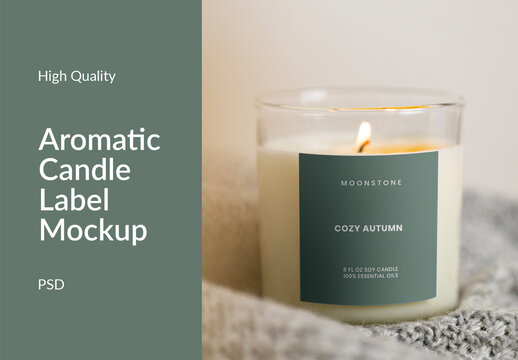Elegant Candle Label Mockup Design PSD