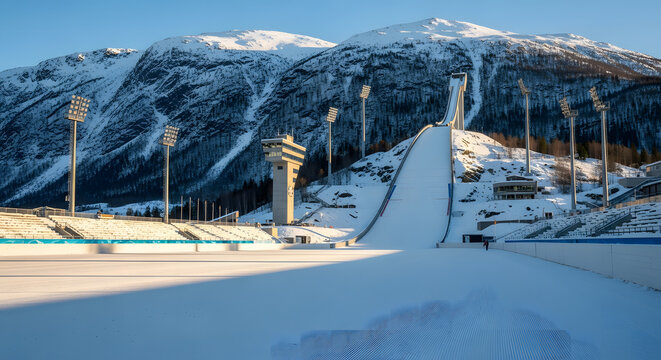 Lysgrdsbakkene Olympic Ski Jumping Arena in Lillehammer, Norway,