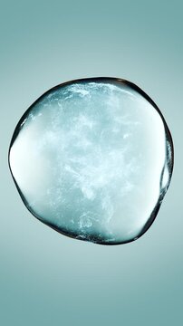 Essential Oil Bubbles for cosmetics in water. blue liquid bubbles, fluid flow. Collagen, atoms floating, Moisturizing Cream, Skin Serum, Vitamin, beauty concept, 3d render 