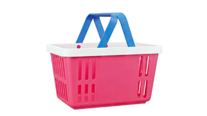 Pink Shopping Basket with Blue Handles