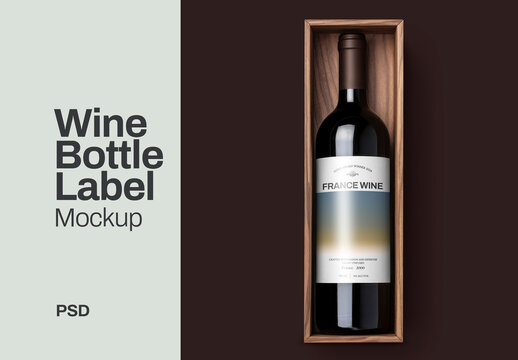 Elegant Wine Bottle Label Mockup PSD