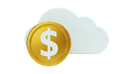 Golden Dollar Coin Next to Cloud