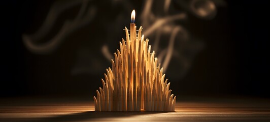 Christmas tree shaped matchstick carving ,generative AI