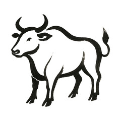 Obraz premium PNG Minimalist ink bull illustration.