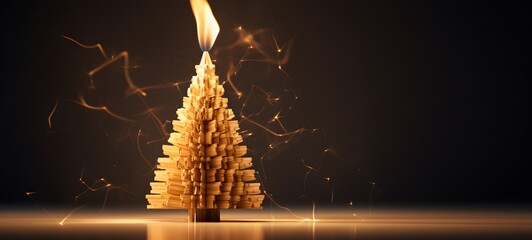 Christmas tree shaped matchstick carving ,generative AI