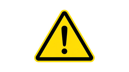Yellow warning triangle sign with exclamation mark isolated on transparent background