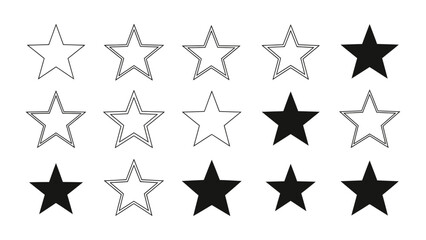 Fototapeta premium A grid of stars in various shades of black and white on a white background