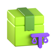 3D icon of a package box and a balancing scale representing task distribution and workload balance