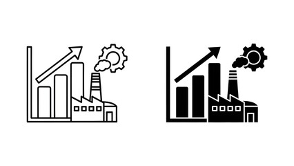 A black and white illustration of industrial growth and production