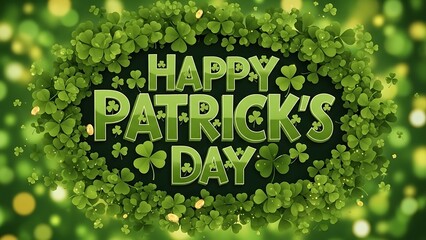 Happy st patrick's day celebration with shamrocks and leprechaun gold