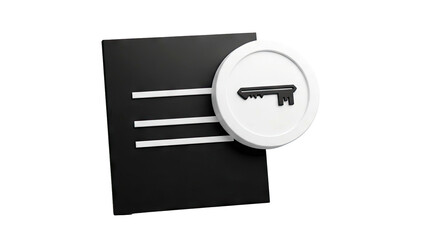 Key Icon on Black Document