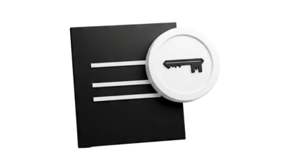 Key Icon on Black Document