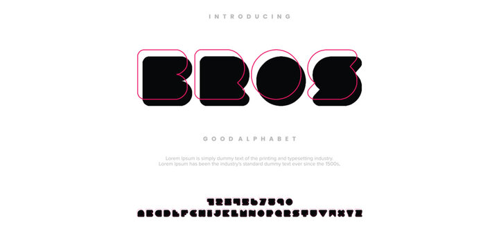 Bros colorfull Modern minimal abstract alphabet fonts. Typography technology, electronic, movie, digital, music, future, logo creative font. vector illustration
