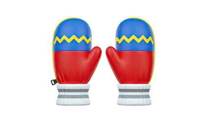 Pair of Colorful Mittens with Zigzag Pattern