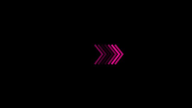 Pink Chevron Arrows Pointing Rightward direction movement. arrow icon concept animation.