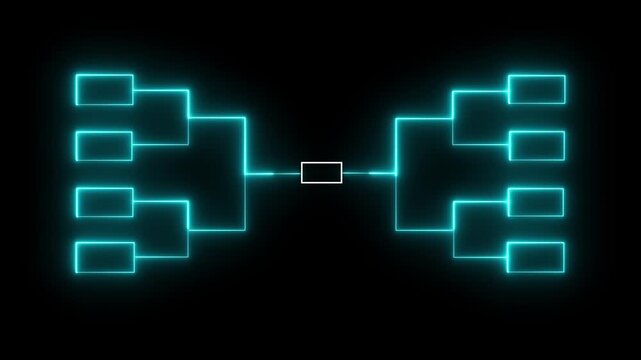 32-team tournament bracket championship. Animation of neon glowing team Tournament bracket templates. Championship bracket schedule for soccer, football, basketball, baseball or tennis. 