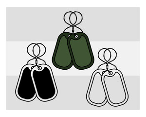 Dog Tags svg, Army, Military dog tag, US Army Dog Tags, Army Dog Tags Silhouette, Png, Outline, Clipart,