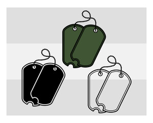 Dog Tags svg, Army, Military dog tag, US Army Dog Tags, Army Dog Tags Silhouette, Png, Outline, Clipart,