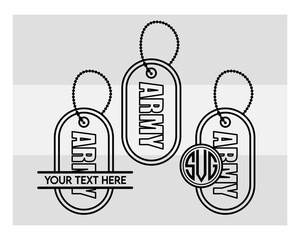 Dog Tags svg, Army, Military dog tag, US Army Dog Tags, Army Dog Tags Silhouette, Png, Outline, Clipart,