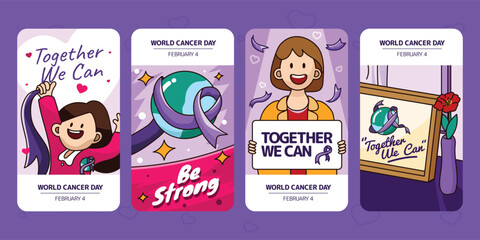 Obraz premium Together we can world cancer day illustrations