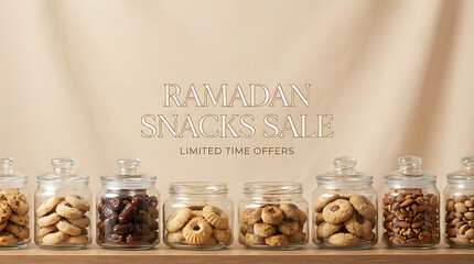 Ramadan Snacks Sale: Assorted Sweets and Nuts in Jars