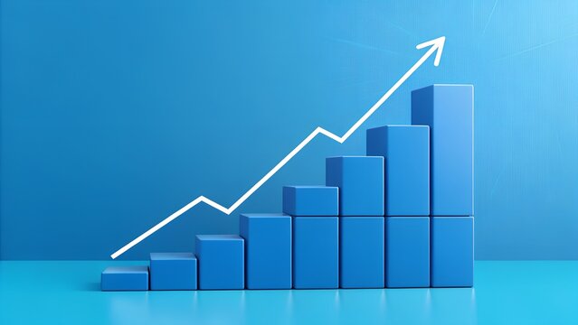 Ascending Performance: A dynamic visualization of a bar graph indicating a continuous upward trajectory, representing consistent growth and progress. - Powered by Adobe
