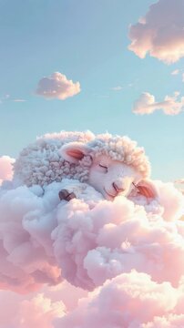 可愛い羊の居眠りアニメーションループ動画