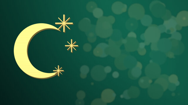 Crescent Moon And Stars - with soft warm bokeh lights (Generative AI)