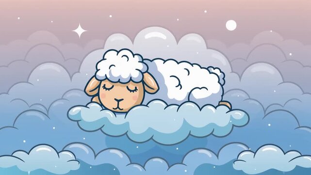 可愛い羊の居眠りアニメーションループ動画