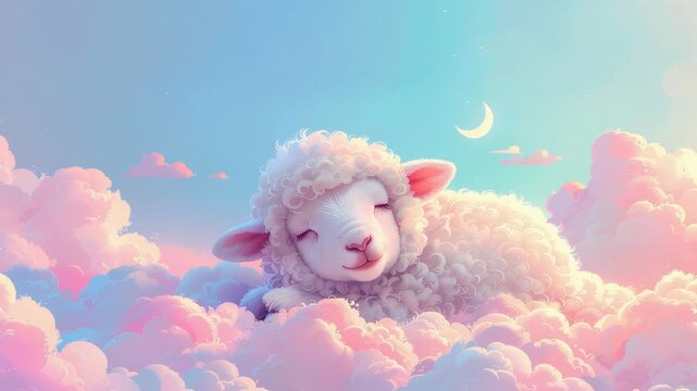 可愛い羊の居眠りアニメーションループ動画