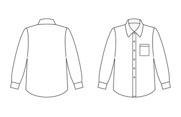 ワイシャツ　長袖　白　ポケット付き