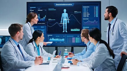 Medical professionals analyzing digital health data - Powered by Adobe