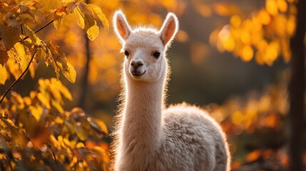 Obraz premium Llama in autumn foliage