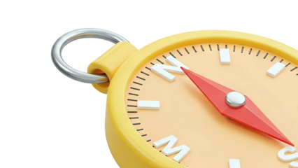 Close-up of a Yellow Compass with Red Needle