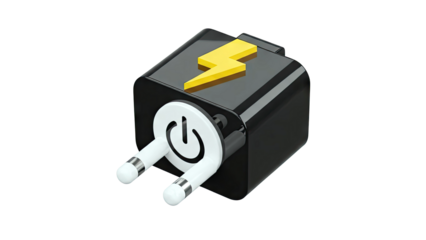3D Render of a Portable Power Bank with Lightning Bolt and Power Symbol