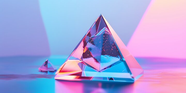 Geometric crystal prism refracting light in vibrant neon hues - Powered by Adobe