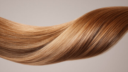 Close-Up Studio Shot of Neat, Well-Groomed Blonde Hair Lock with Rich Color and Shine