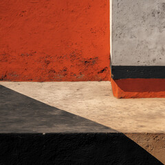 Vivid Geometric Wall With Bold Color Blocks and Shadowed Angles, Abstract Urban Texture