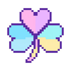 Obraz premium PNG Pixelated colorful four-leaf clover