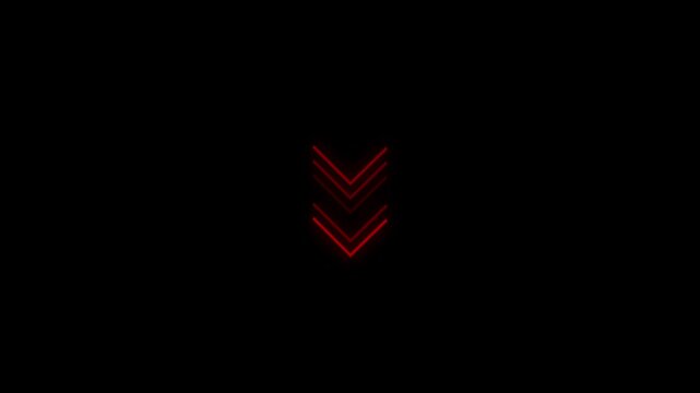 Red chevron arrows pointing down on black background. Animated arrows for the overlay video layer.