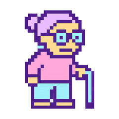 Obraz premium PNG Retro pixel art elderly character