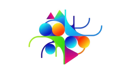 Vibrant abstract art with colorful shapes and swirling lines