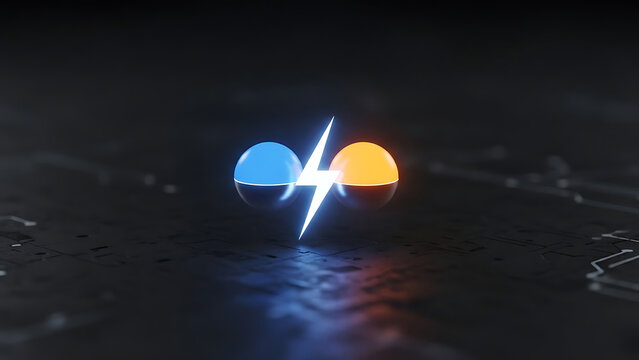 Modern 3d visualization of the edge computing concept with rapid data processing and seamless network connection illustrated by glowing spheres and a lightning bolt symbol. - Powered by Adobe