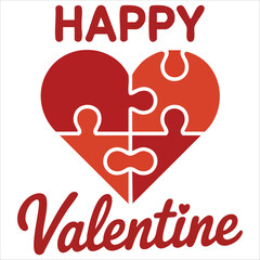 Obraz premium Valentines Day greeting card with heart and puzzle pieces design isolated vector illustration on white background