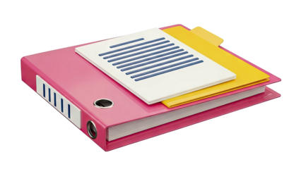 Pink Binder with Documents and Folders