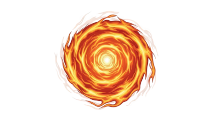Vibrant fiery spiral with swirling orange and yellow flames